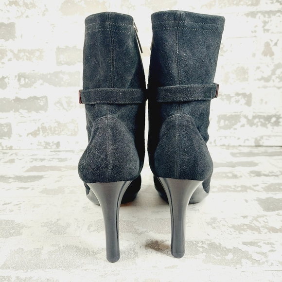 NEW Aquatalia Rania Black Suede Buckle Ankle Booties I319 - Picture 5 of 12